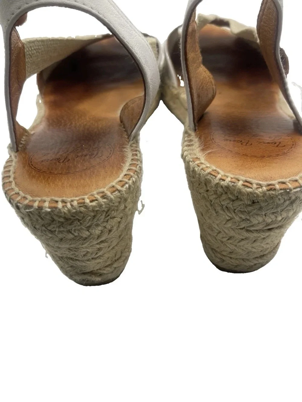 Toni Pons Teide-P Wedge Espadrille Sandals White Leather Women’s Peep-Toe